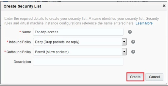 Create a Security List