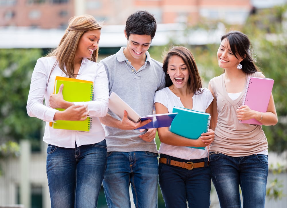 Group of students walking at the university